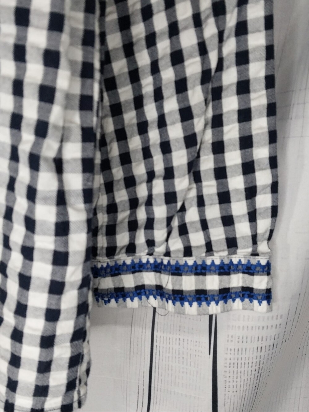 J.Crew Factory Long Sleeve Embroidered Preppy Chic Gingham Relaxed Peasant Top - Picture 8 of 10